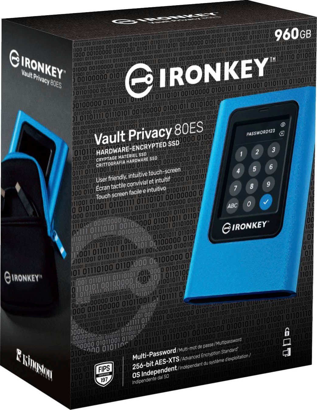 Kingston IRONKEY VAULT PRIVACY 80 EXTERNE SSD 960GB externe SSD (960 GB) 250 MB/S Lesegeschwindigkeit, 250 MB/S Schreibgeschwindigkeit