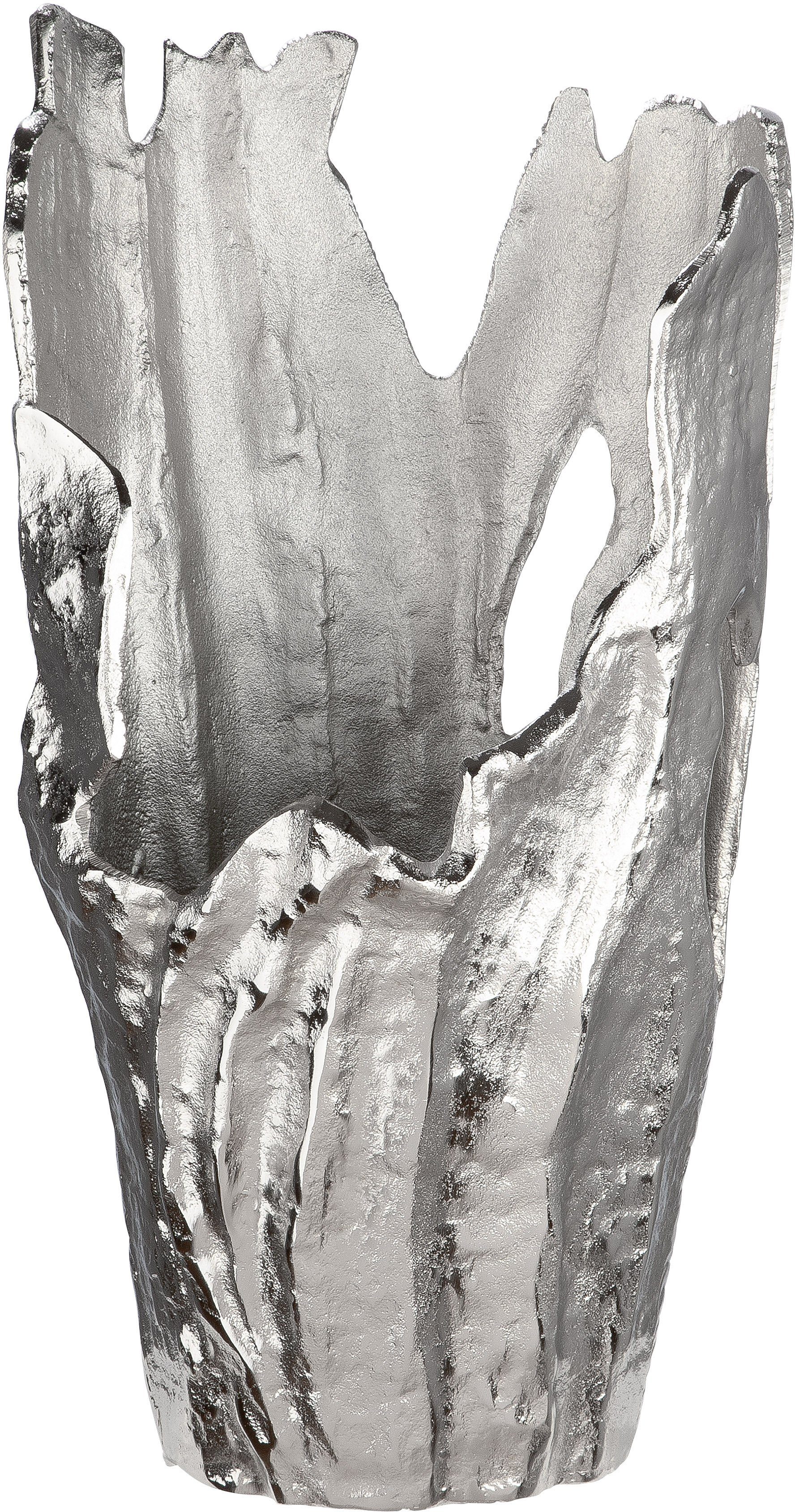 GILDE Dekovase Vase Coralifero (1 St), extravagante Form, Aluminium, silberfarbene Struktur im Antik-Finish