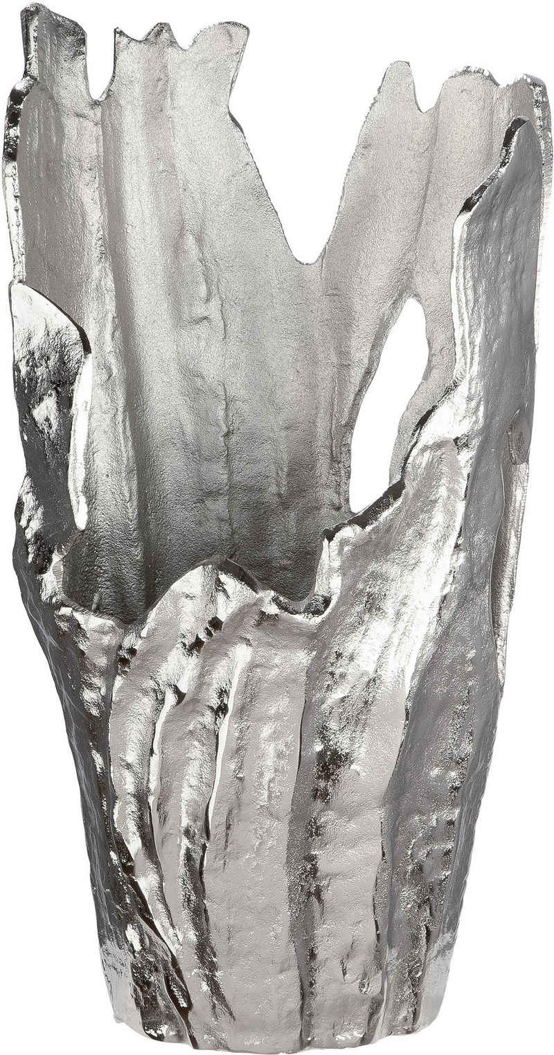 GILDE Dekovase Vase Coralifero (1 St), extravagante Form, Aluminium, silberfarbene Struktur im Antik-Finish