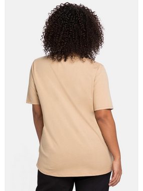 Sheego T-Shirt Große Größen mit Falte am V-Ausschnitt, in A-Linie