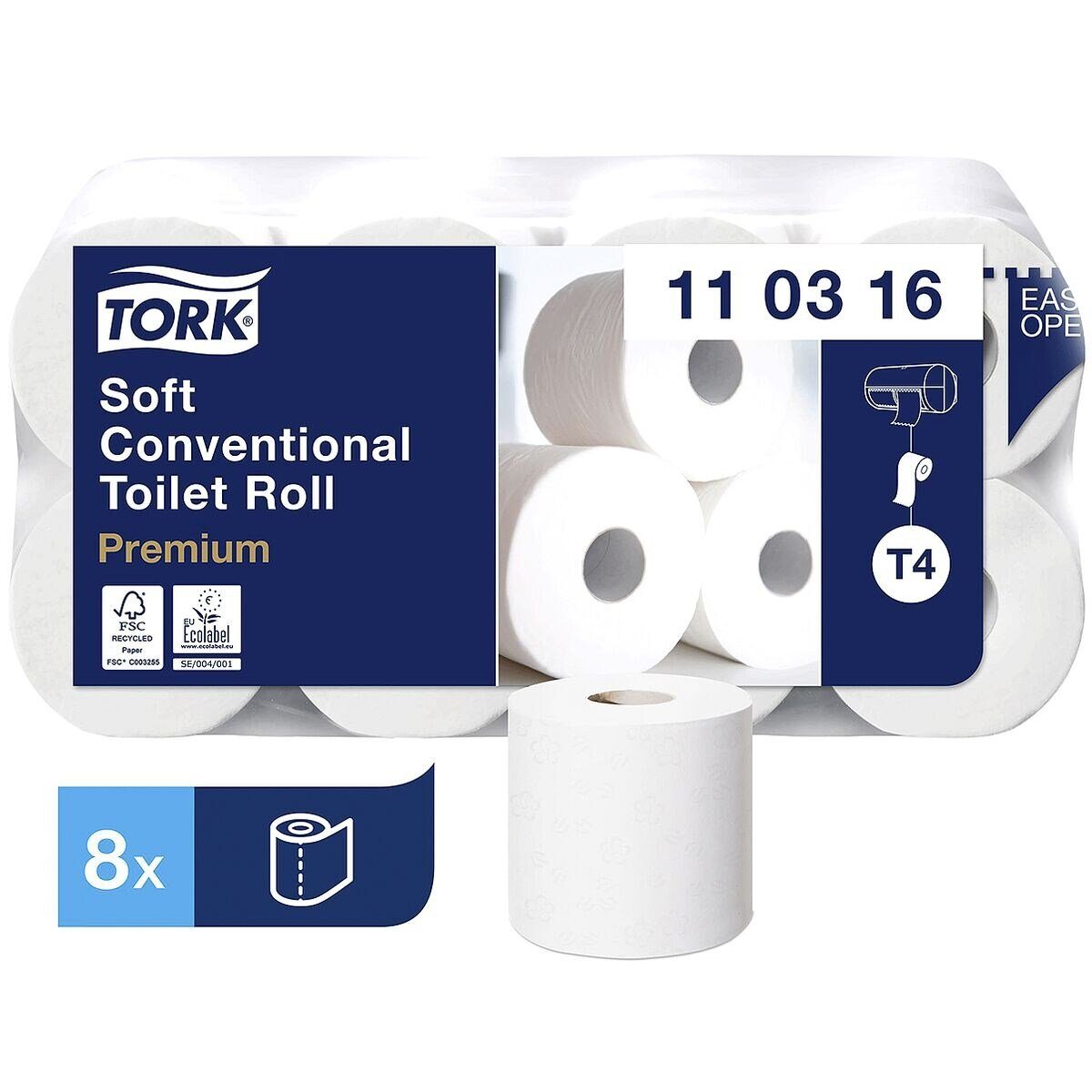 Blatt/Rolle 3-lagig, TORK hochweiß Toilettenpapier Premium 250 Prägung, ohne (72-St),
