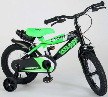 Volare Kinderfahrrad Kinderfahrrad Sportivo für Jungen 14 Zoll Kinderrad Neongrün Schwarz