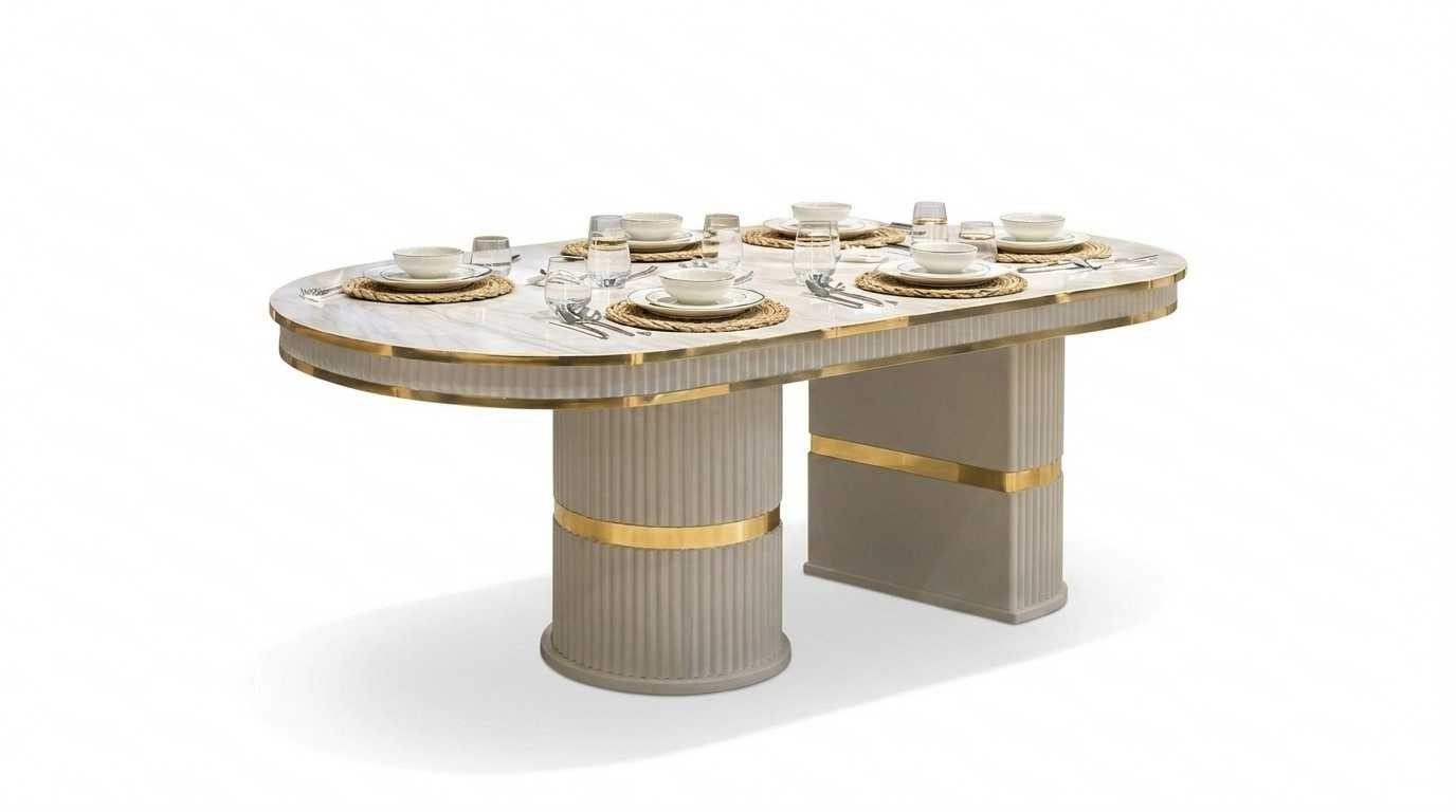 Xlmoebel Säulen-Esstisch Esstisch Stil modern beige praktisch Esszimmer komfortabel (1-St., 1-tlg)