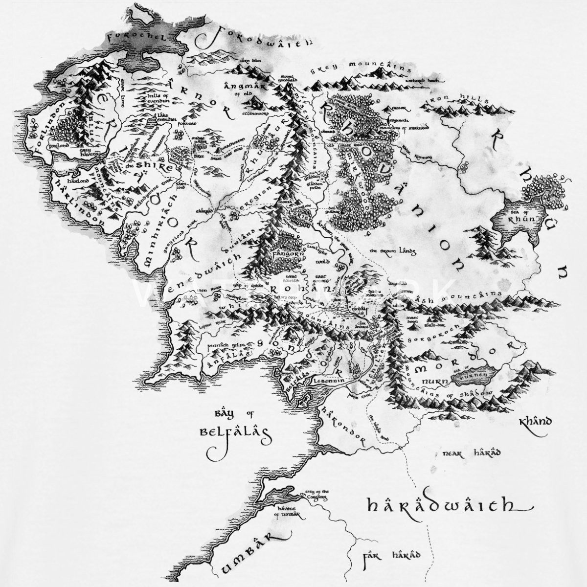 Spreadshirt T-Shirt Der Herr Der Ringe Rückenprint Mittelerde-Karte Männer günstig online kaufen
