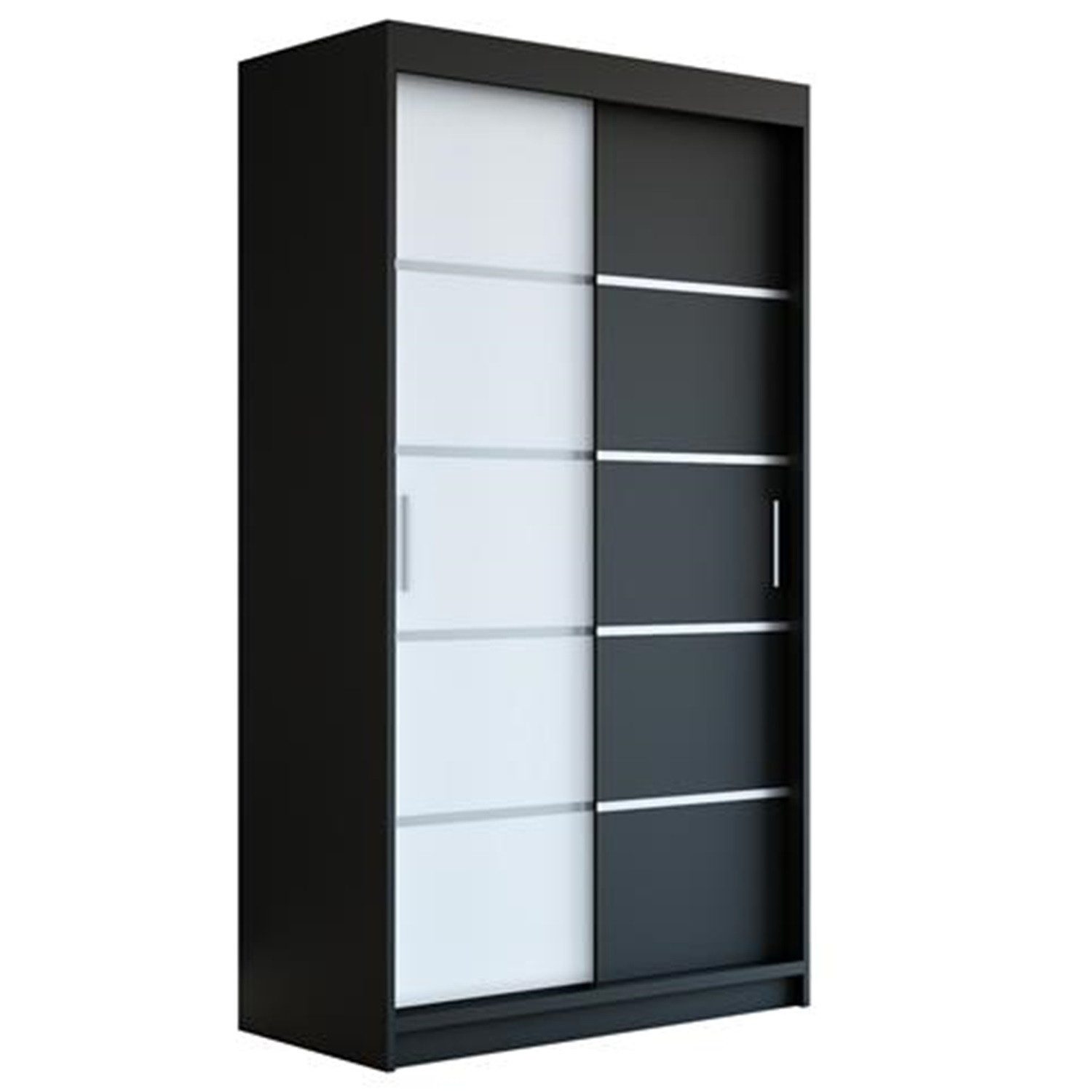 A&J MöbelLand GmbH Schiebetürenschrank PARIS 2-türig Schrank (TOP ANGEBOT! Geräumiger Schrank mit viel Stauraum:6 Regalen und 1 Kleiderstange – -ideal zur Aufbewahrung von Kleidung und Accessoires. TOP PRODUKT! Farbe und Größe (120 cm, 160 cm, 180 cm) zur Auswahl -wählen Sie das ideale Modell für Ihr Schlafzimmer!, Kleiderschrank mit Regalen) Breite: 120 cm, 140 cm, 160 cm, Höhe: 215 cm, Tiefe: 59,5 cm