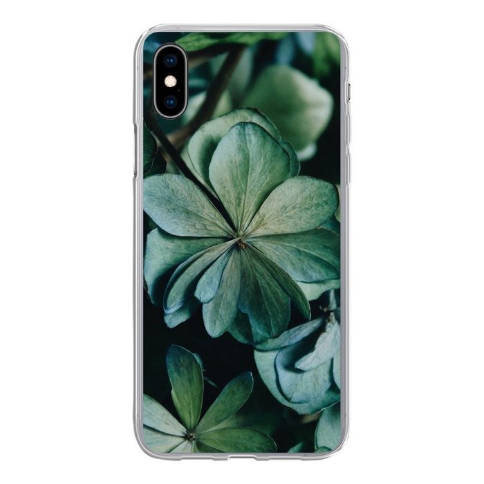 MuchoWow Handyhülle Grüne Hortensienblätter Handyhülle Apple iPhone Xs Smartphone-Bumper Print Handy
