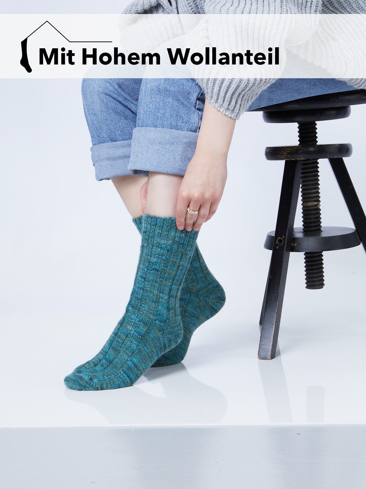 HomeOfSocks Socken 100% Schurwoll Socken Bunt Warm Warm und Dick 100% Schurwolle Handgestrickt-Optik