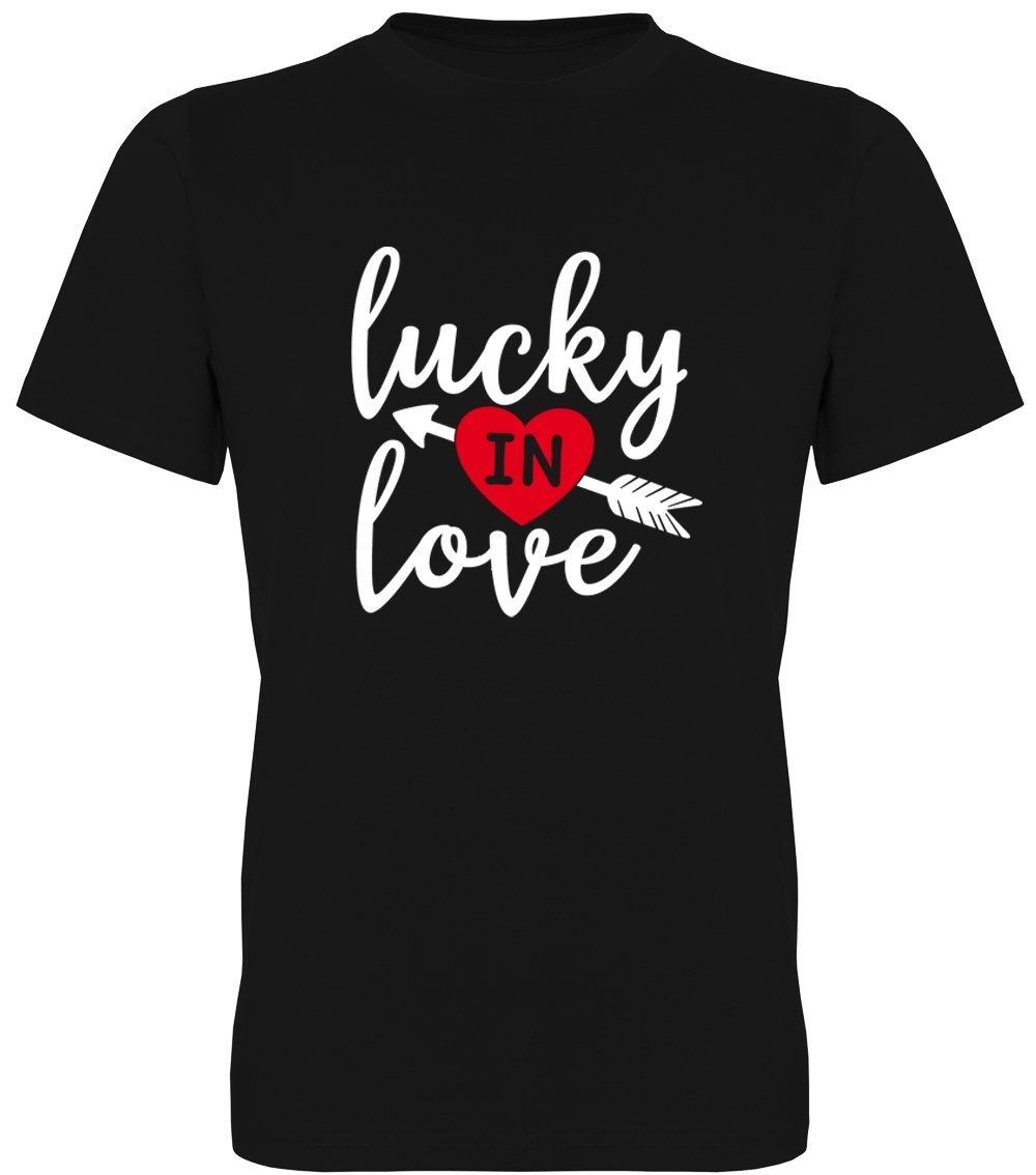 G-graphics T-Shirt Lucky in love Herren T-Shirt mit Frontprint zum Valentinstag