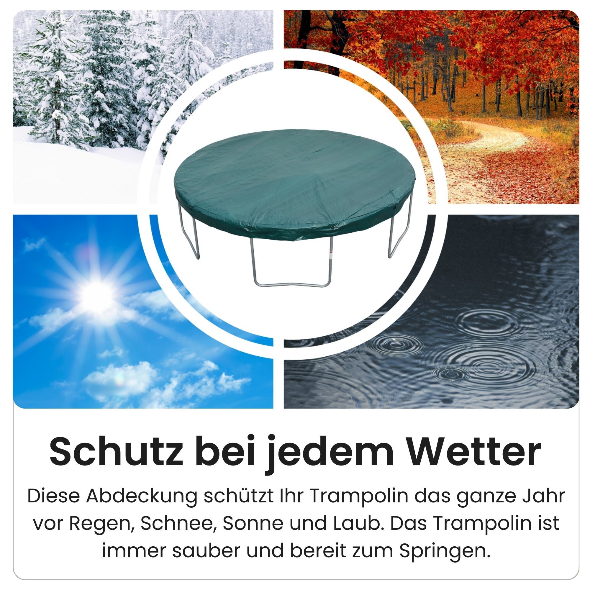 Zero Gravity Gartentrampolin Abdeckung Winter, Ø183,244,305,366,427cm, Reißfest, Wasserdicht, Ø 244 cm, Zuverlässiger Schutz vor Schnee, Regen, Sonne, Laub