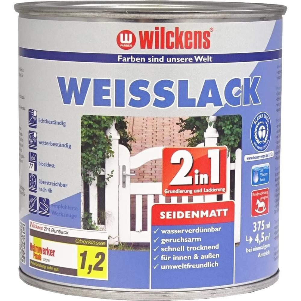 Wilckens Farben Weißlack Seidenmatter weißer Lack, Grund- und Deckanstrich in einem Arbeitsschritt