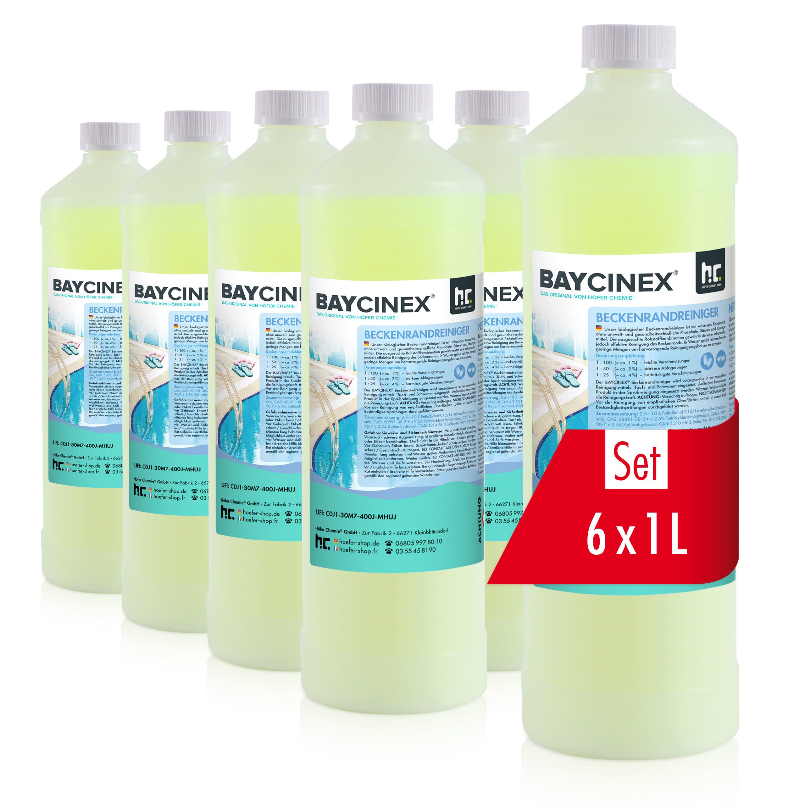 Poolpflege 6x 1 L BAYCINEX® Beckenrandreiniger