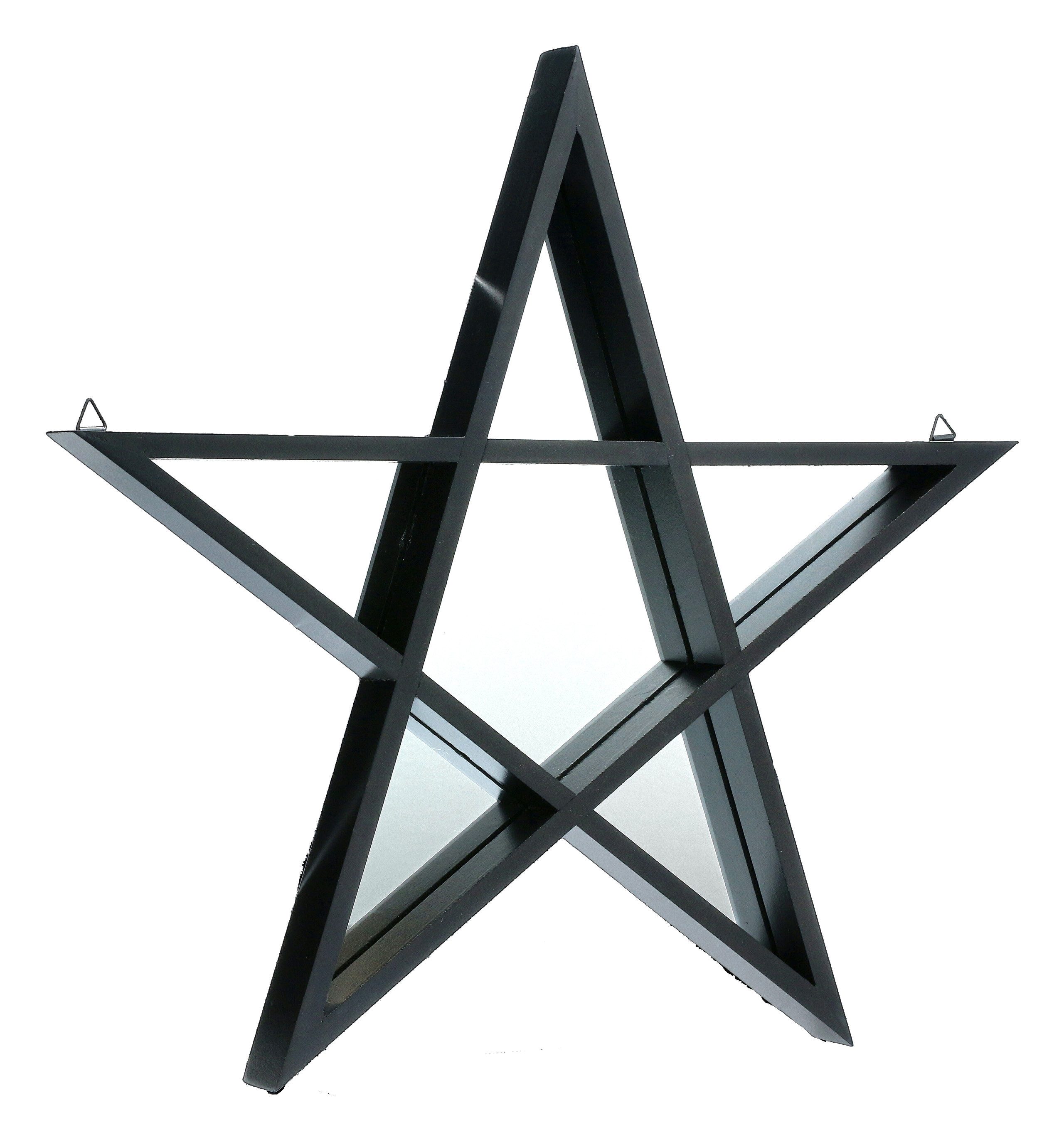 Figuren Shop GmbH Wandspiegel Spiegel - Pentagramm mit Rahmen - Gothic Dekoration Wandspiegel