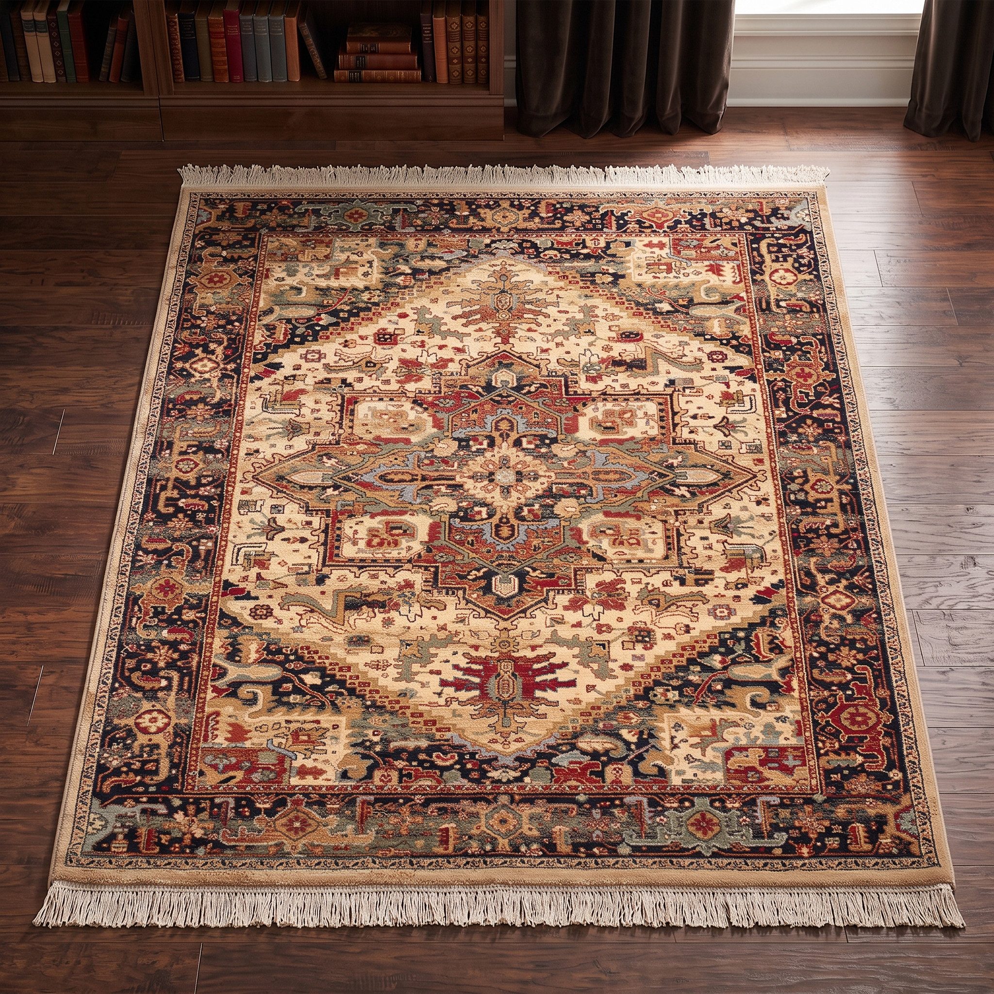 THEKO Wollteppich Saharna 2886, rechteckig, Höhe: 10 mm, reine Wolle, Orient-Optik, mit Fransen