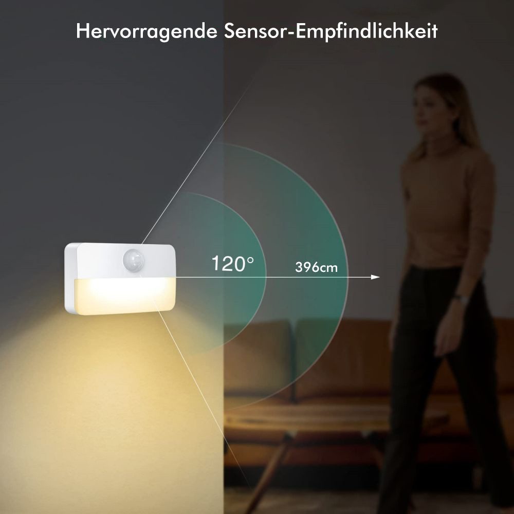 QUBEBU LED Nachtlicht Nachtlicht mit Bewegungsmelder, 1/2/4/6 Stück kinder Bewegungslicht., LED fest integriert, Warmweiß, Kaltweiß, mit Dämmerungssensor., Auto EIN/AUS Sensor Licht Für Flur, Bad, Schlafzimmer, Indoor Treppe.