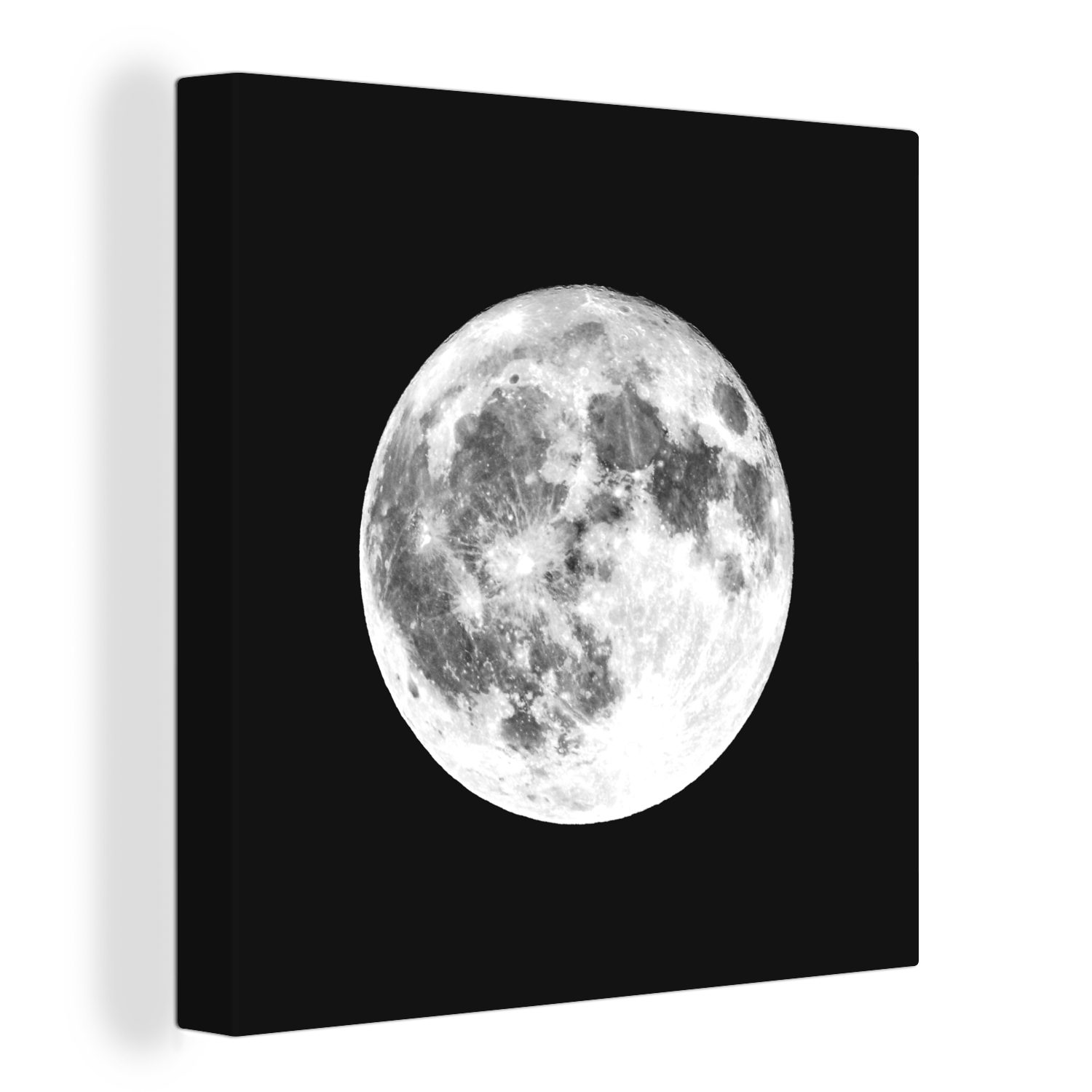 OneMillionCanvasses® Leinwandbild Mond der Himmel mit Schatten - schwarz und weiß, (1 St), Leinwand Bilder für Wohnzimmer Schlafzimmer
