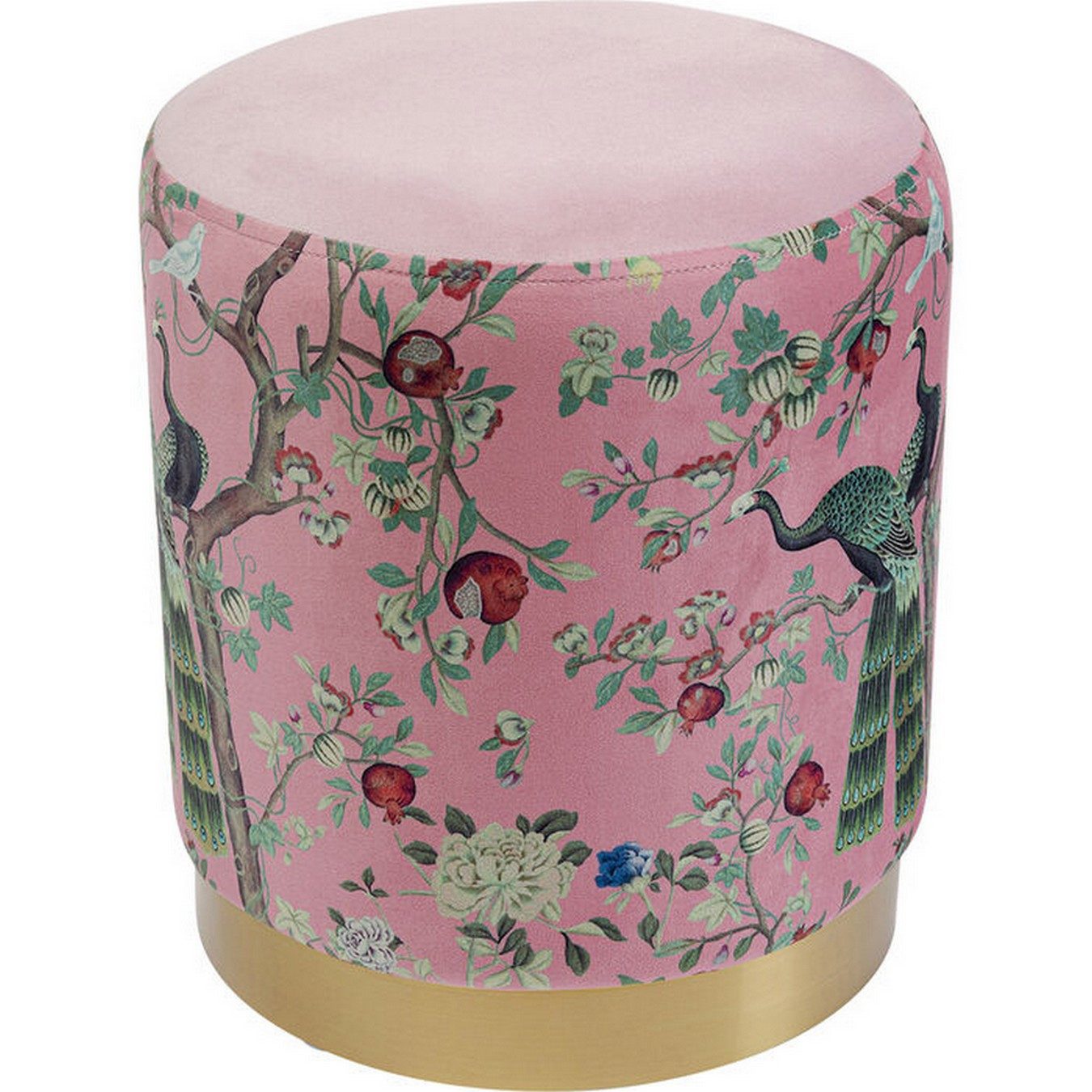 Kare Fußhocker Samthocker Cherry Peacock 32 cm