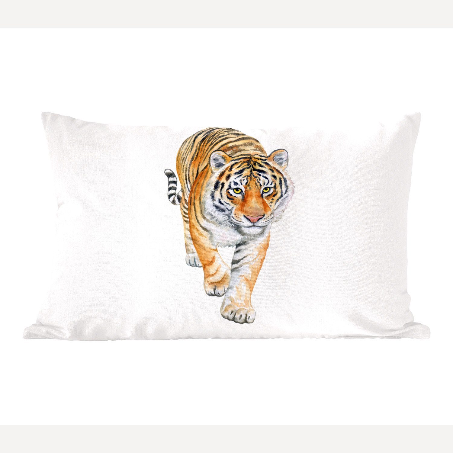 MuchoWow Dekokissen Tiger - Körper - Weiß, Wohzimmer Dekoration, Zierkissen, Dekokissen mit Füllung, Schlafzimmer