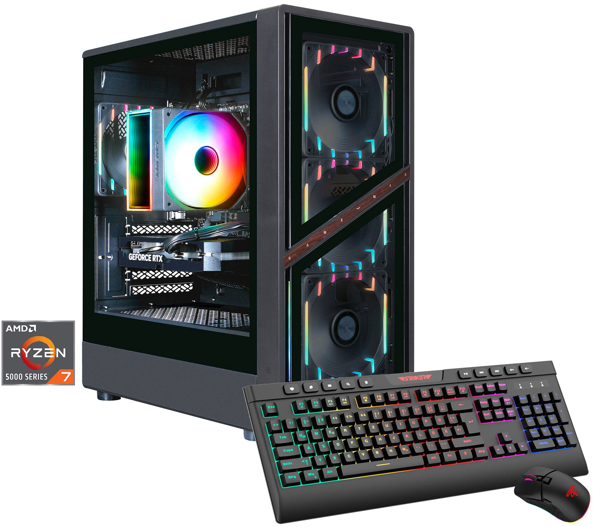 GAMEMAX AERIS GB 8189 AMD Ryzen 7 5700X 32GB 1TB SSD RTX 5060 Gaming-PC (AMD Ryzen 7 5700X, RTX 5060, 32 GB RAM, 1000 GB SSD, Luftkühlung aktiv, Windows 11)