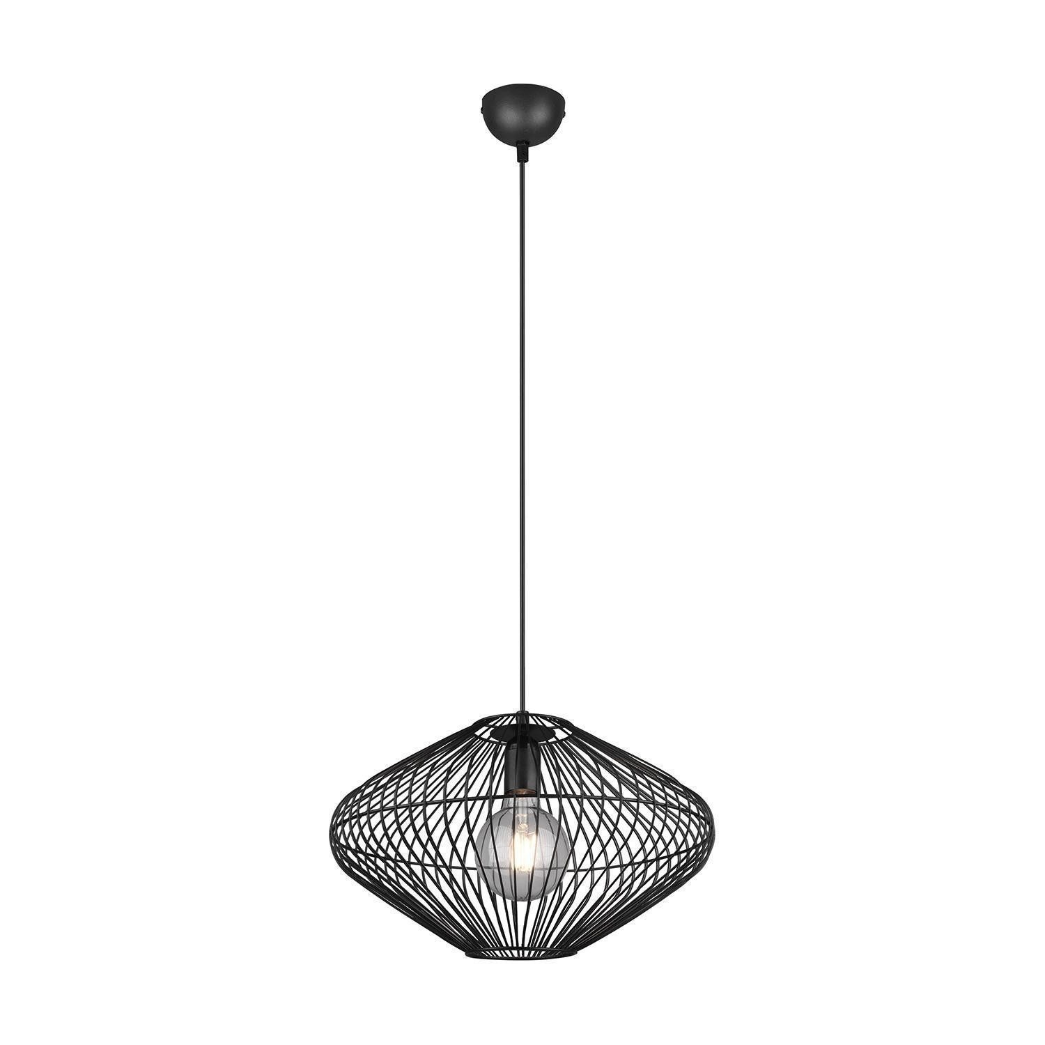 Reality Leuchten Pendelleuchte COBAIN, 1-flammig, Ø 38 x H 150 cm, Schwarz, Metall, Höhenverstellbar