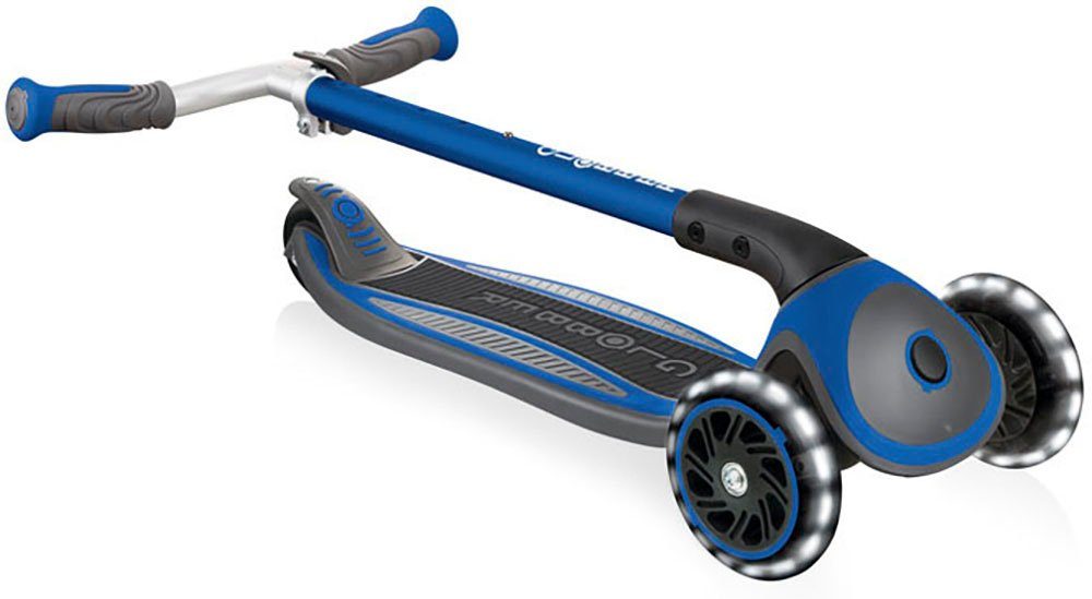 authentic sports & toys Dreiradscooter Leuchtrollen mit LIGHTS, Globber blau MASTER
