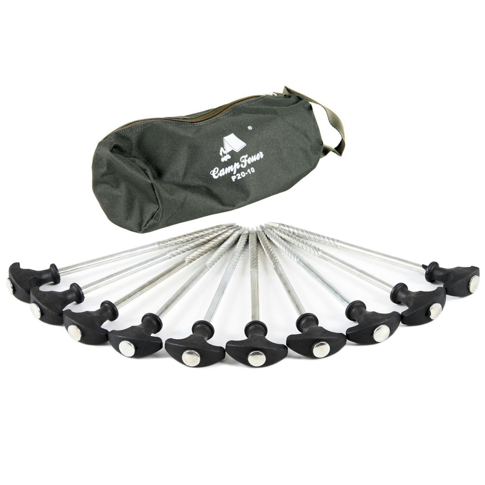 CampFeuer Zelthering T-Pegs Heringe, 10 Stück à 20 cm, Erdnägel für Campingzelt, Bivvy