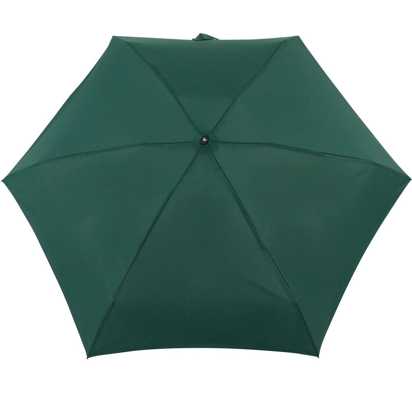 Softcase-Etui Taschenregenschirm Mini cm dunkelgrün pineneedle iX-brella ultra-klein, im mit - winziger Handy green Ultra 15 Schirm Format,