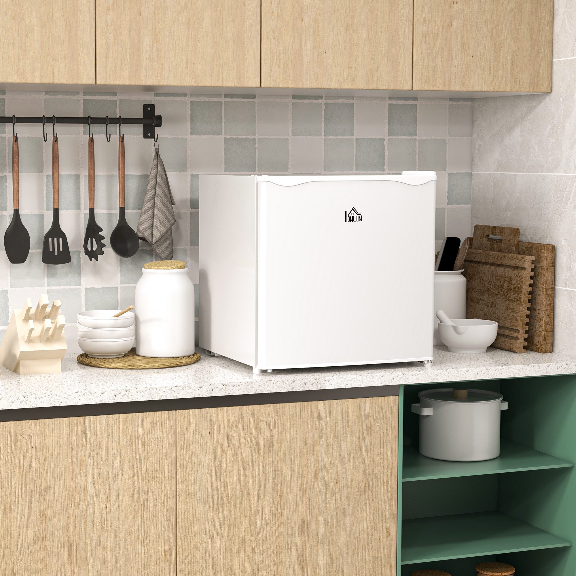 HOMCOM Gefrierschrank Gefriertruhe 800-127V91WT, 48,8 cm hoch, 47 cm breit, -14 bis -24℃ 5-stufige Temperaturregelung