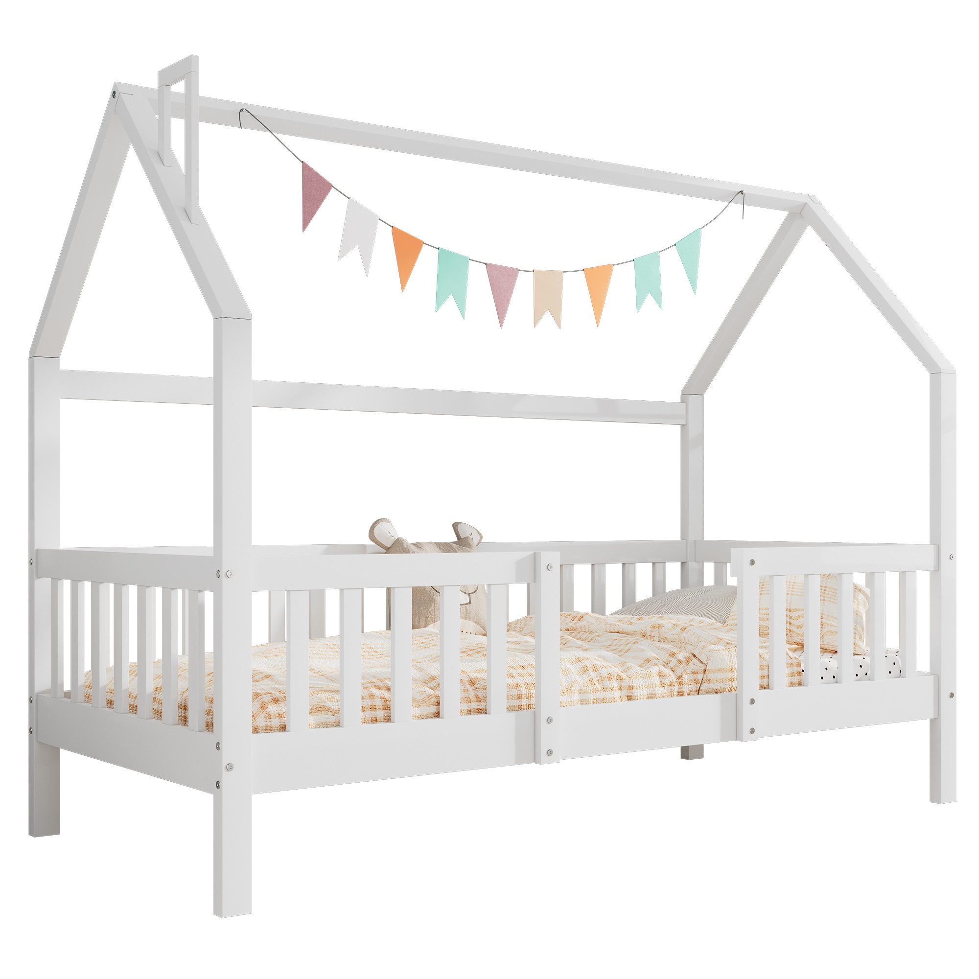 SOFTWEARY Kinderbett (Hausbett mit Lattenrost, 90x200 günstig online kaufen