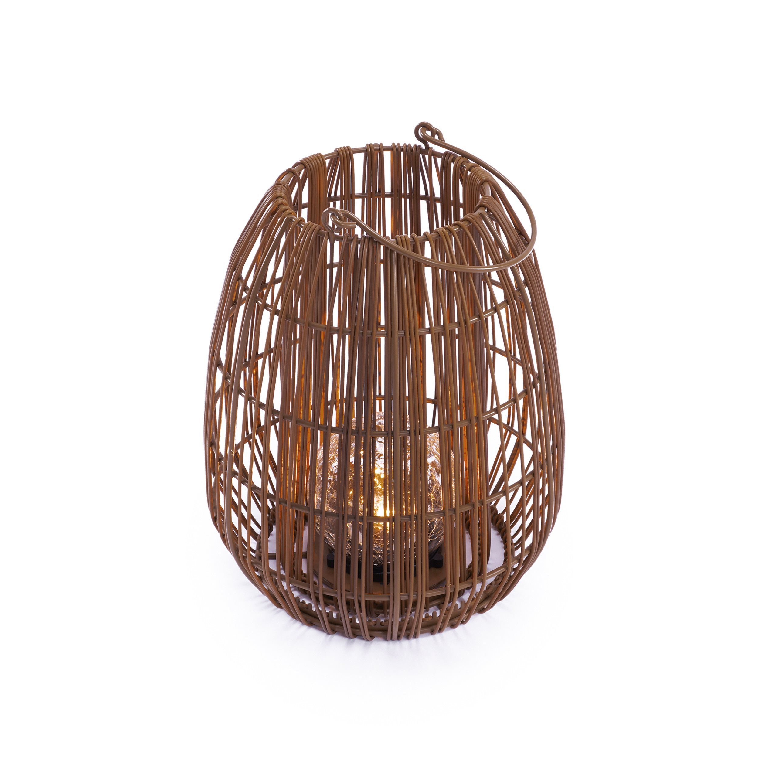 esotec LED Windlicht Solarleuchte Rattan Isabella 23x28cm warmweiß outdoor außen 102281, LED fest integriert