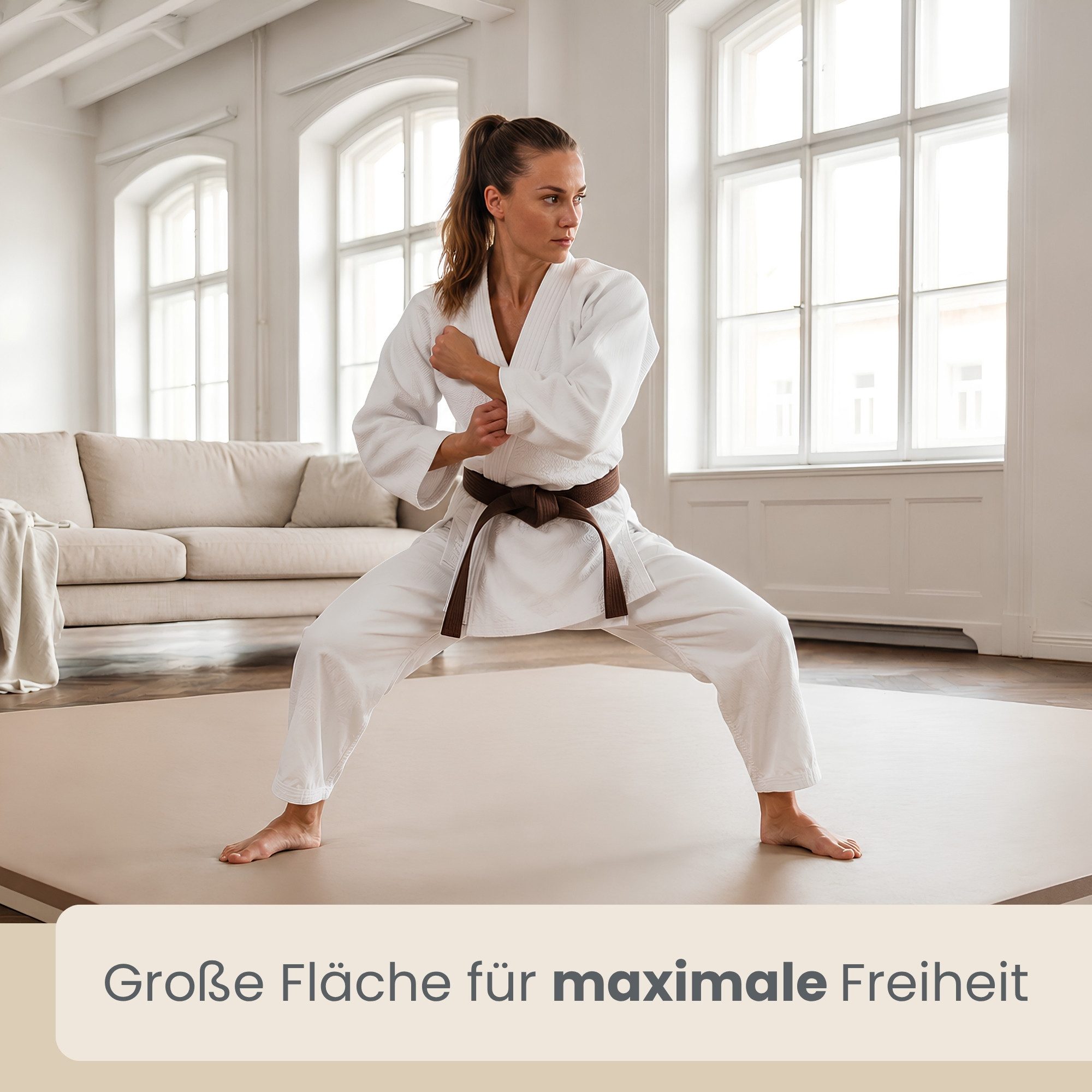 eyepower Kampfsportmatte 12er Set: 2cm Kampfsport Bodenschutz für Zuhause - Bodenmatte mit Rand, 63 x 63 x 2 cm EVA Puzzlematte - Dojo Boden - Boxmatte - Karate – Bild 4 von 5