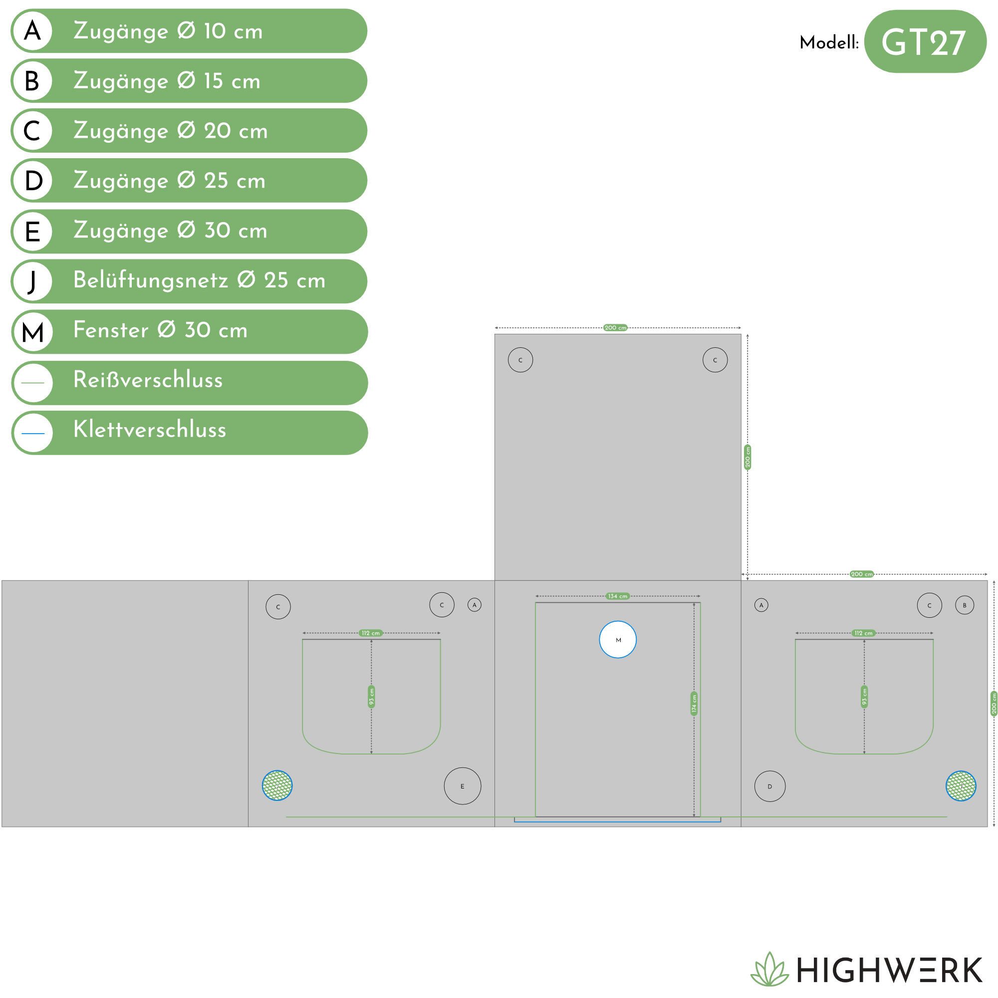 HIGHWERK Gewächshaus Growzelt 200 x 200 x 200 cm, Indoor Grow tent, schwarz günstig online kaufen