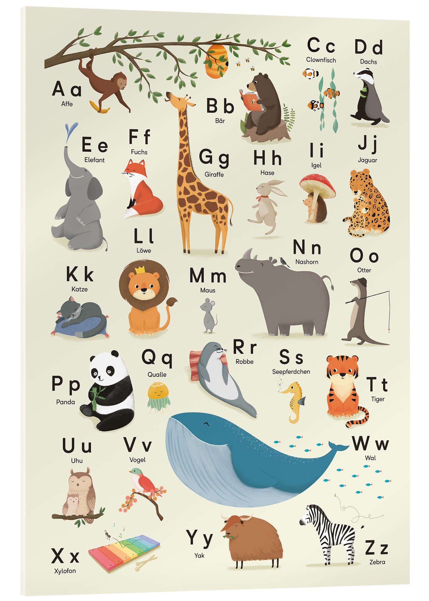 Posterlounge Wandbild Das Tieralphabet, Sandy Lohß, erhältlich als Poster, Leinwandbild, Wandsticker oder Acrylglasbild