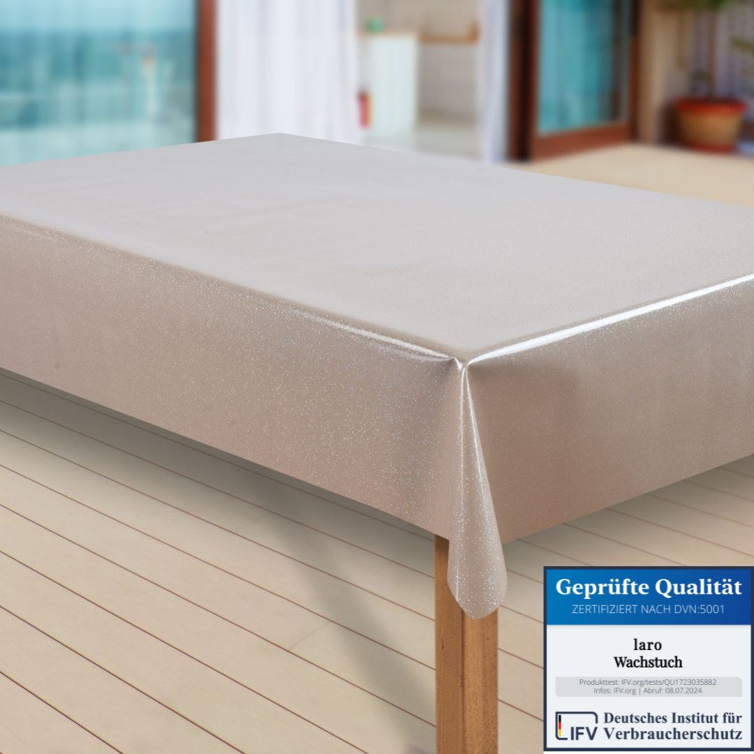 laro Tischdecke Wachstuch-Tischdecken Abwaschbar Elligent Glitter Beige rec günstig online kaufen