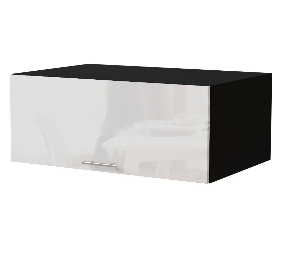 Feldmann-Wohnen Klapphängeschrank Essen (W6B/90, 1 Klappe, innen 1 Fach, 1-St., moderne Optik, lackierte Fronten) 90x59x36cm schwarz - weiß Hochglanz (ES-W6B/90)