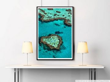 Sinus Art Poster Landschaftsfotografie 60x90cm Poster Herzförmiges Korallenriff Great Barrier Reef Australien