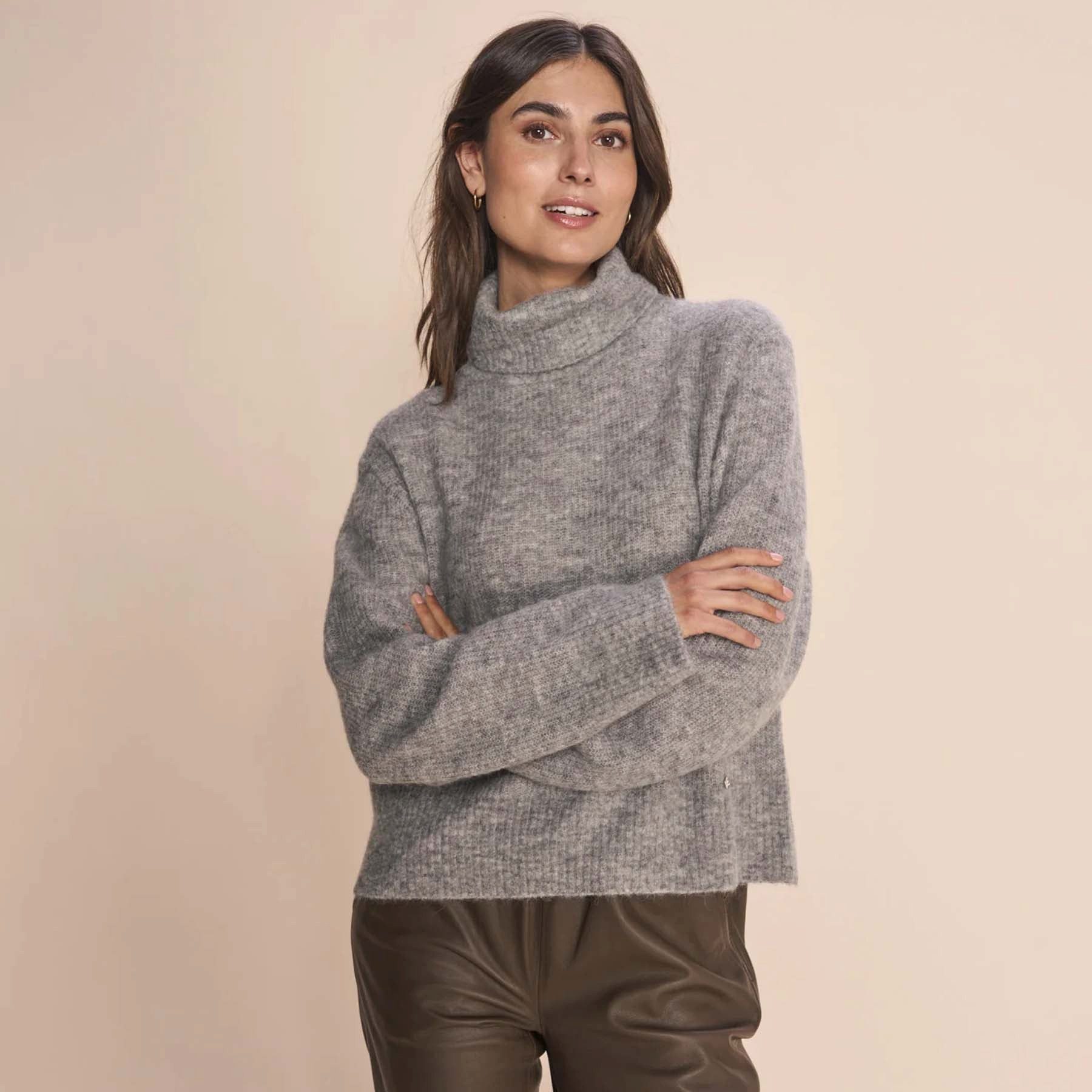 Mos Mosh Strickpullover MOS MOSH Pullover AIDY THORA mit Alpaka - Grey Melange