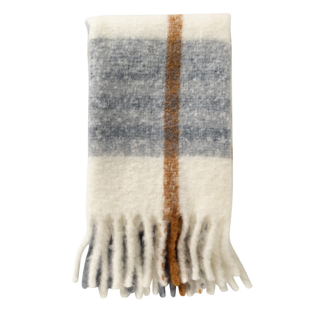 Plaid 'Jamie' 130 x 170 cm Sterling Blue - Blau, Dutch Decor, Fransen, Wolle
