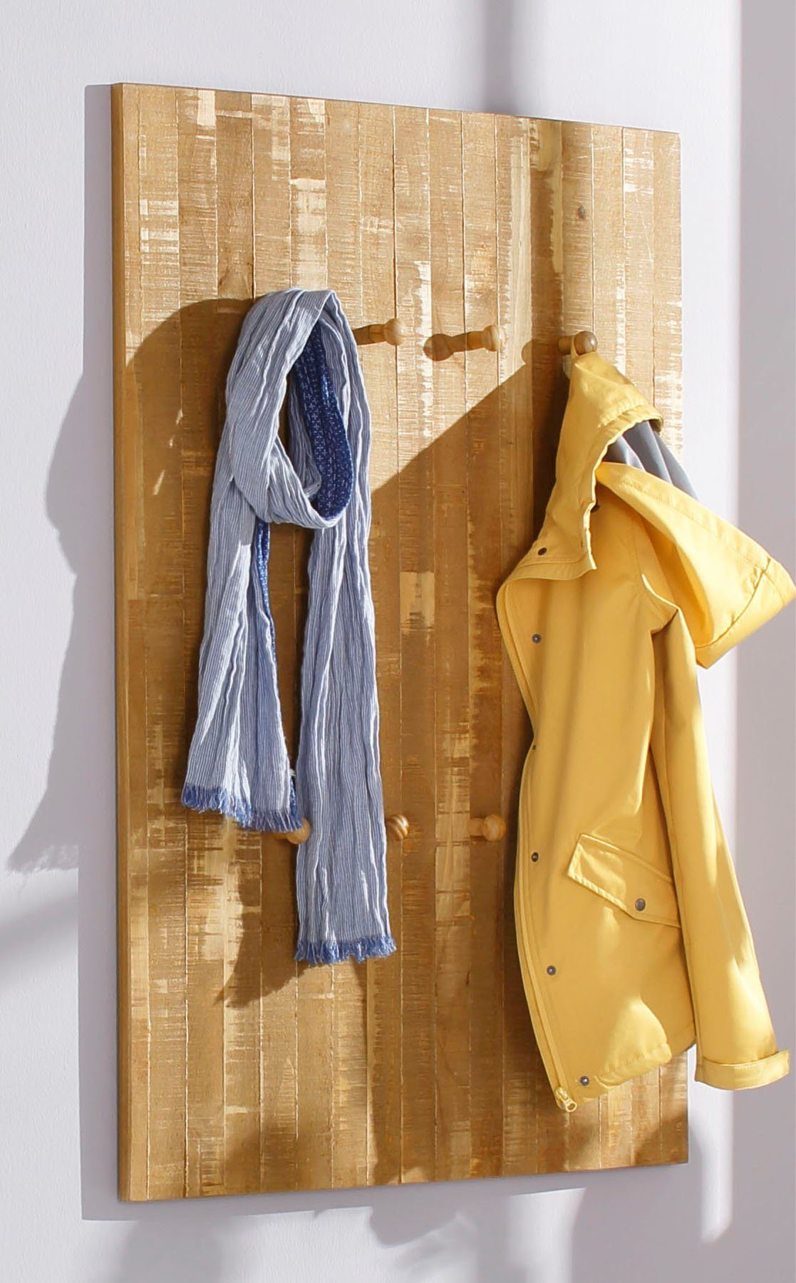 OTTO home Garderobenpaneel Rondo, mit 8 massivem Holzhaken, im Shabby-Look, Breite 75 cm