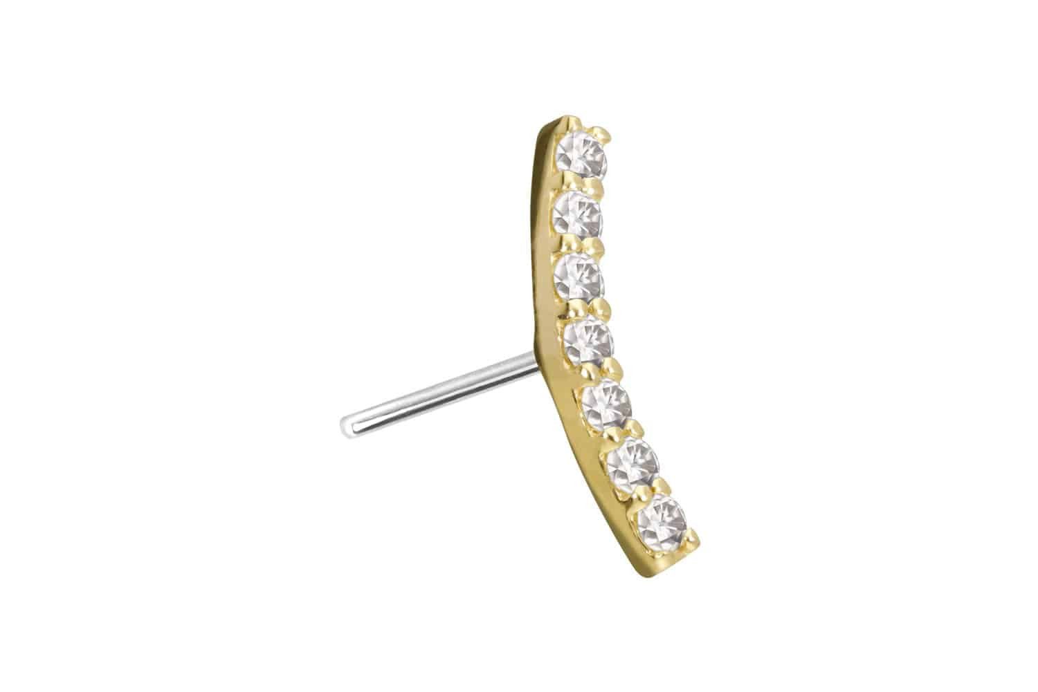 PIERCINGLINE Piercing-Set 14 Karat Gold Aufsatz mit Titan Push Pin MOISSANIT-BOGEN (Push Pins, 1-tlg)