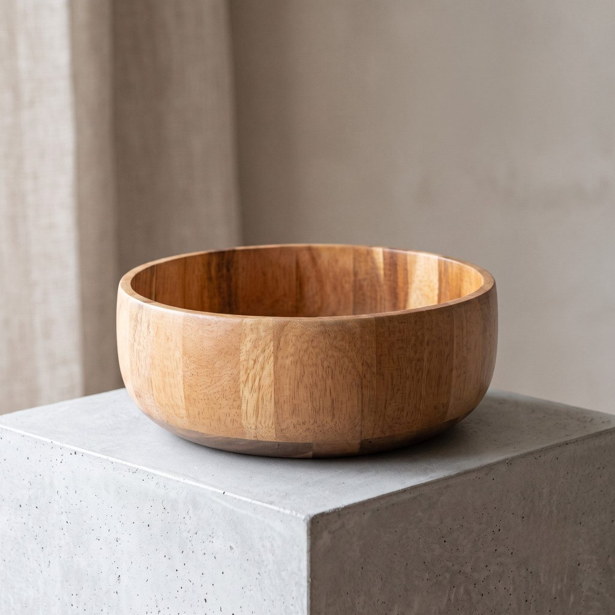 Bricard Servierschüssel Mittlere Massivholz-Schale in Block-Optik Akazie Holz Ø 18 cm, (1-Stück, 1-tlg)