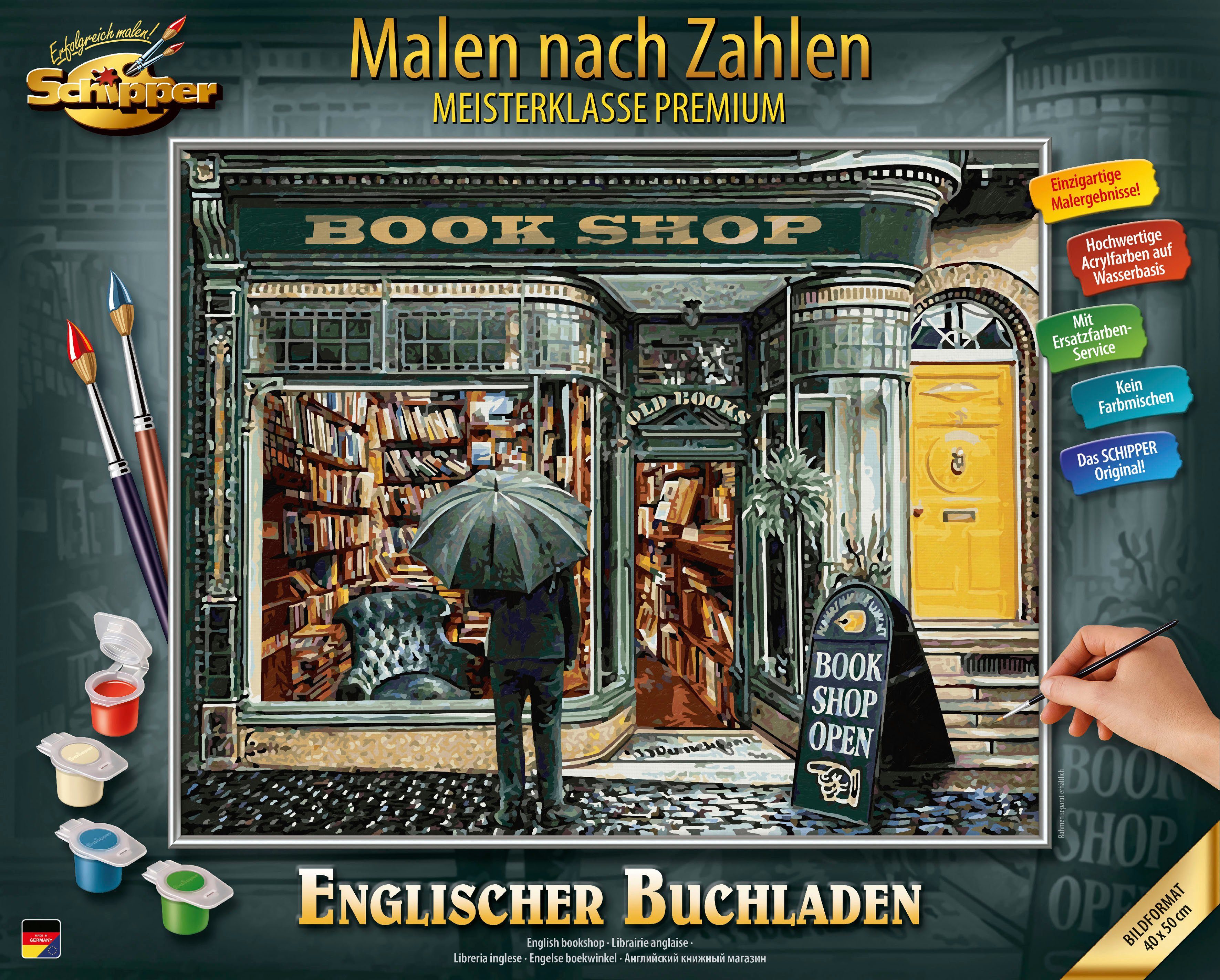 Schipper Розфарбуй за номерами Meisterklasse Premium - Englischer Buchladen, Made in Germany