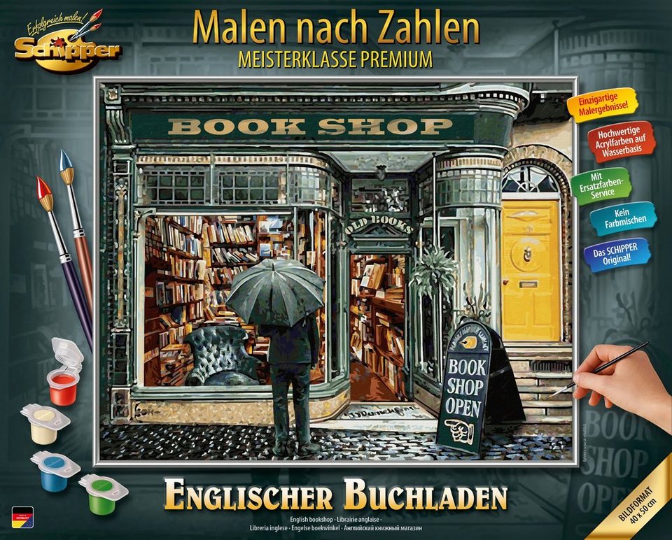 Schipper Malen nach Zahlen Meisterklasse Premium - Englischer Buchladen,  Made in Germany, Malen nach Zahlen »Meisterklasse Premium - Englischer  Buchladen«