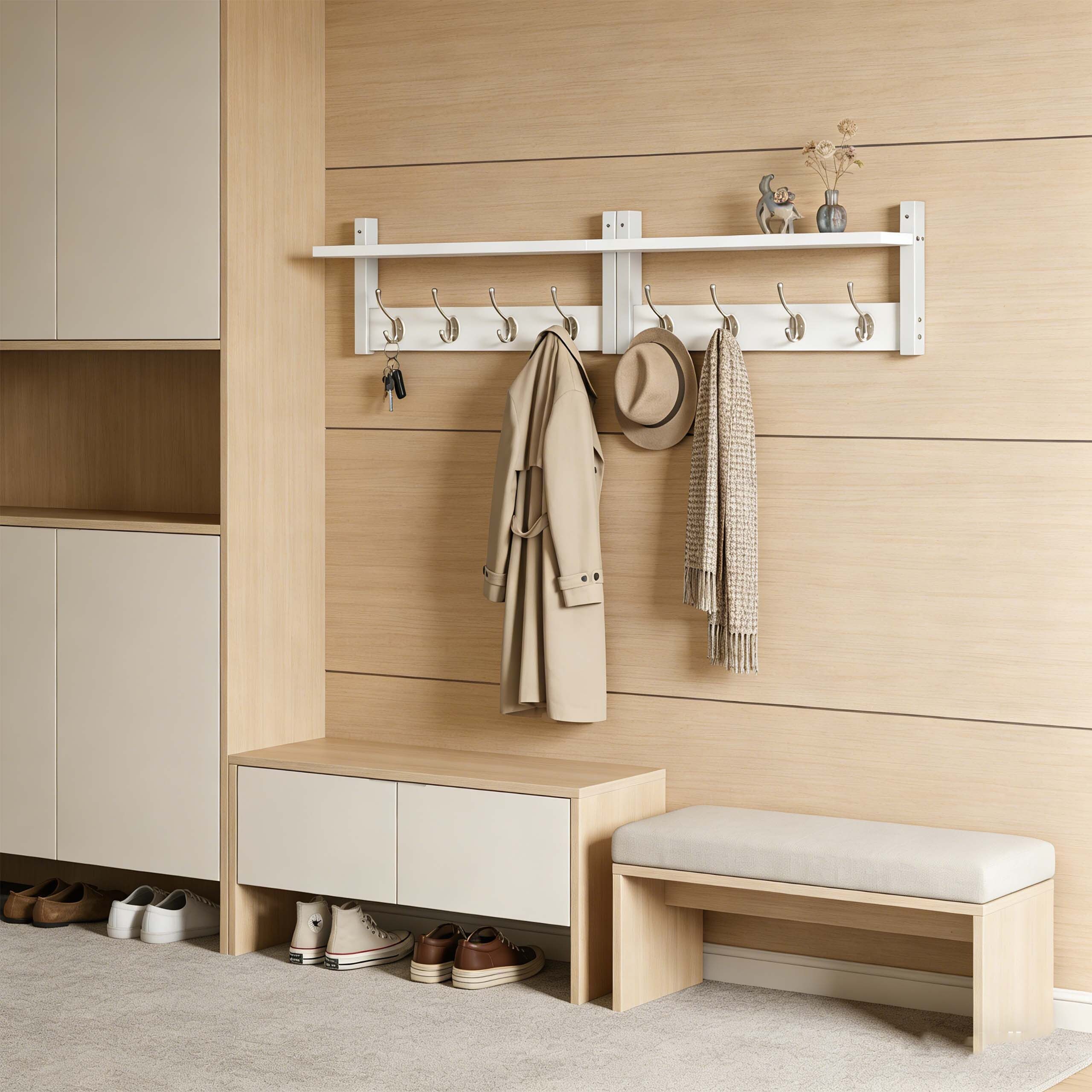 relaxdays Wandgarderobe im 2er Set, weiß