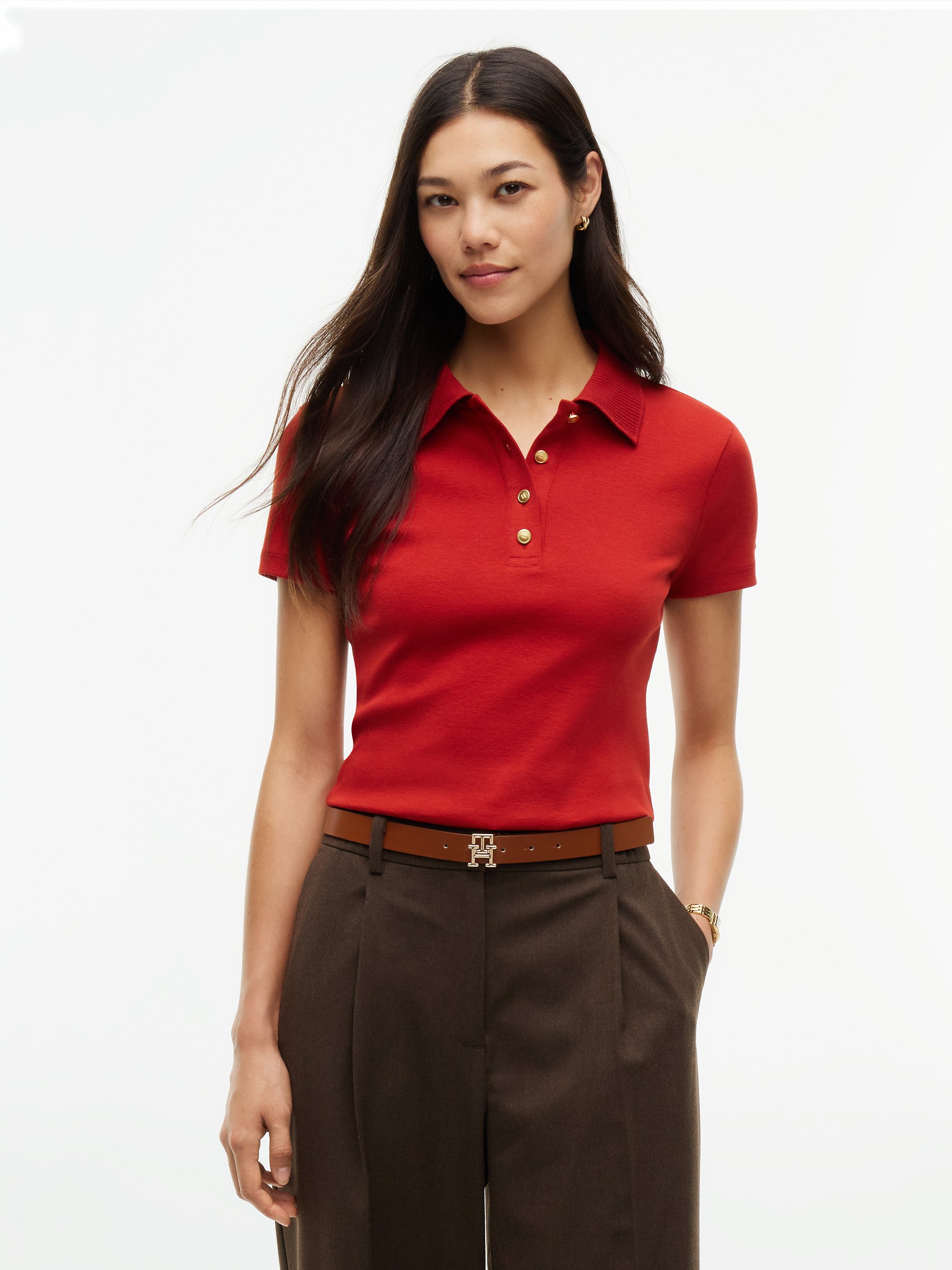Tommy Hilfiger Poloshirt GOLD BUTTON REG S/S POLO Baumwolle – Bild 2 von 5
