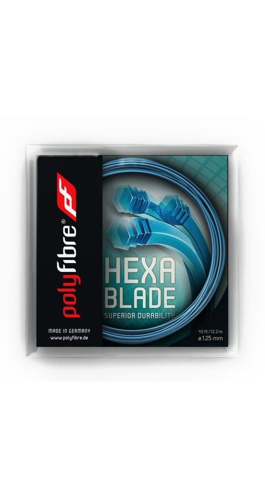 Polyfibre Tennissaite Hexablade (Spin+Kontrolle) blau 12m Set, Saitendicke: 1.18