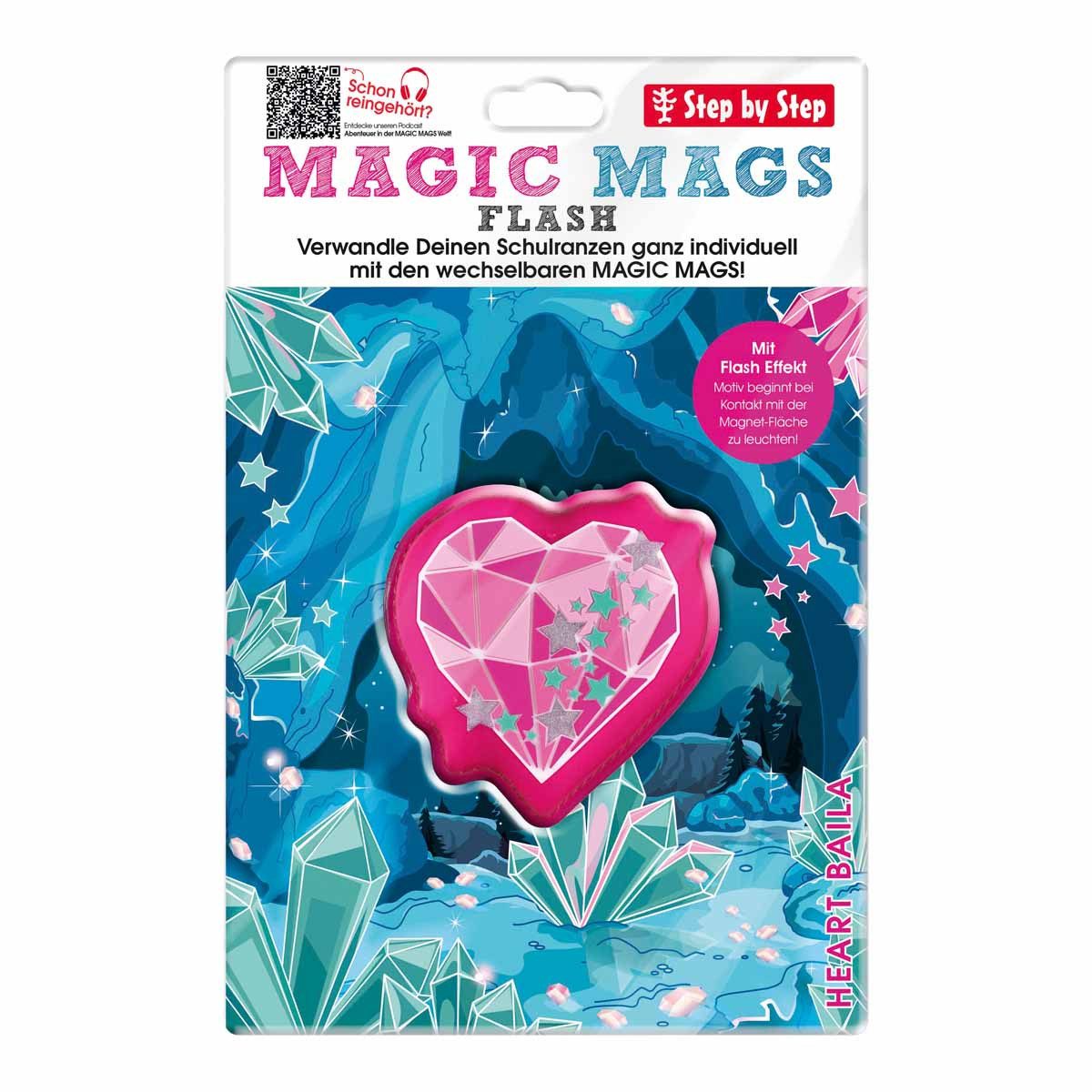 Step by Step Schulranzen MAGIC MAGS FLASH Heart Baila 1-teilig (1 Stück), Leuchtmotiv, Glücksbringer