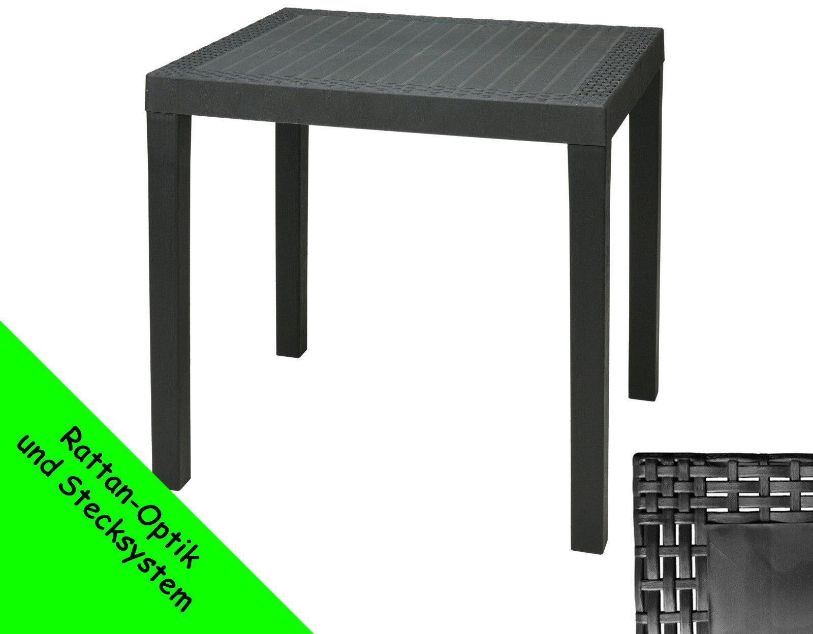 Progarden Gartentisch Terrassentisch Anthrazit Rattanoptik 78,5x65cm Wetter günstig online kaufen