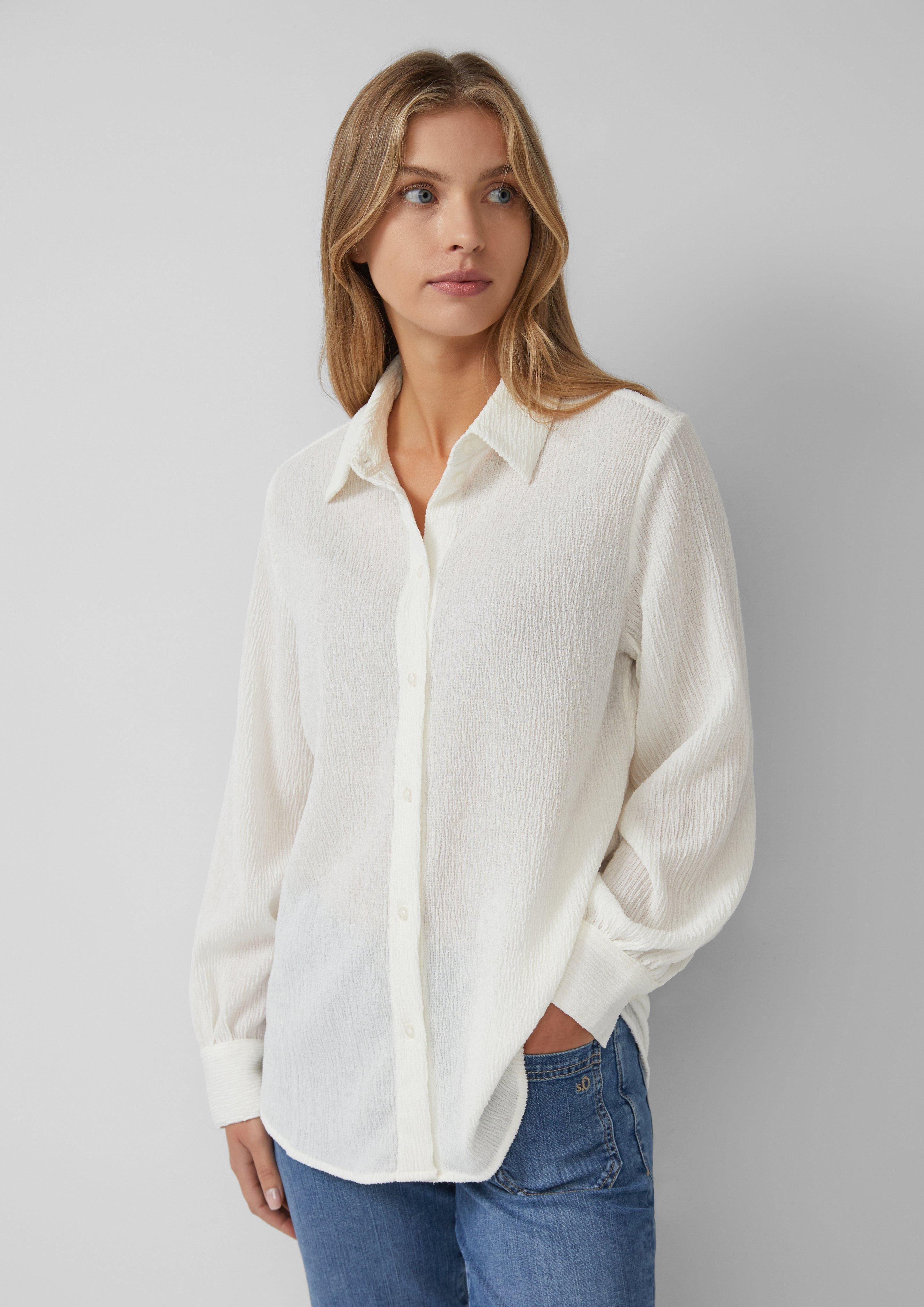 Langarmbluse Strukturierte Jersey-Bluse mit Raffung am Rücken