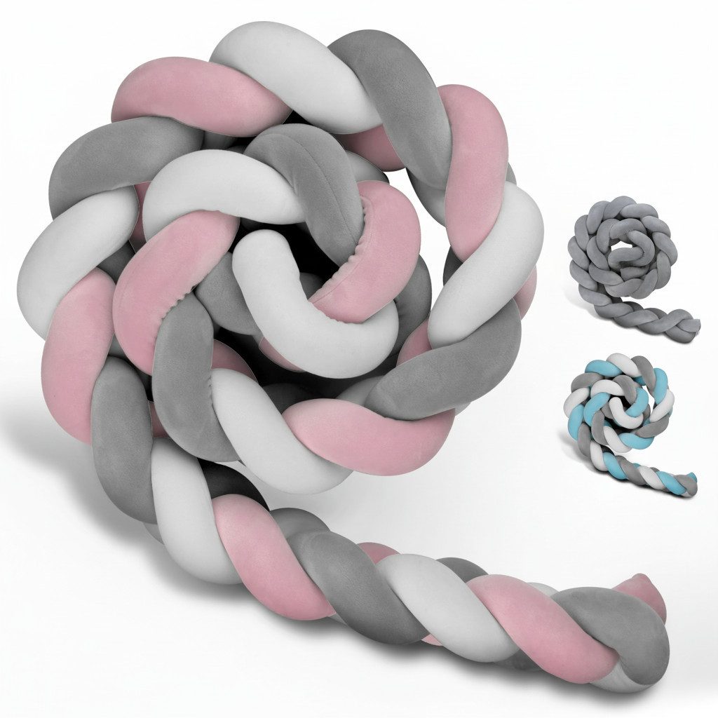 Amandi Bettnestchen - Bettschlange - 2m Bettumrandung fürs Babybett - laborgeprüft, - Babynest geflochten - Sichere Bettumrandung