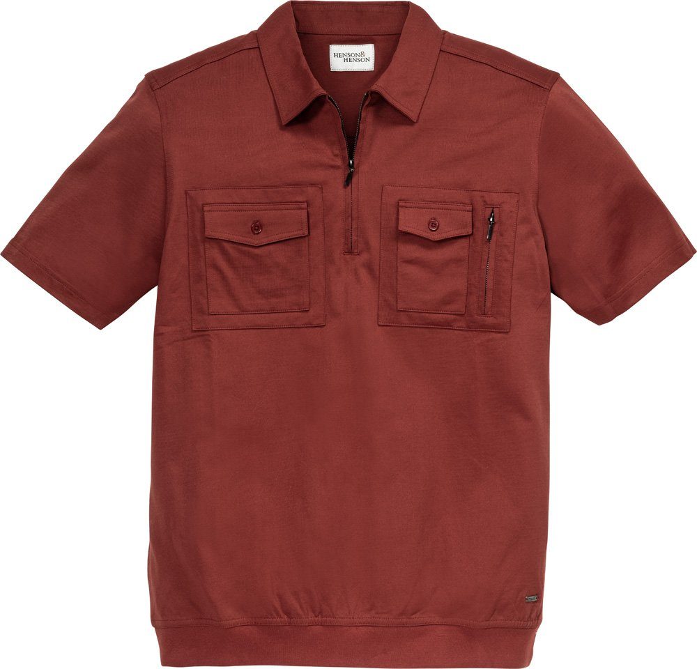 Herren Shirts HENSON&HENSON Kurzarmshirt ausgezeichnete Passform durch Rippenbund am Saum, hoher Baumwoll-Anteil, formstabil
